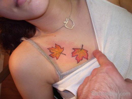 Fall Leaf Tattoo On Chest-TB1064