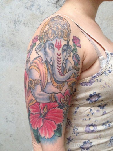 Fantastic Ganesha Tattoo On Half Sleeve-TB1044