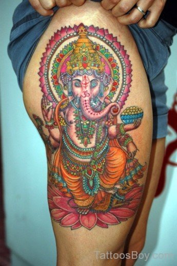 Graceful Ganesha Tattoo On Thigh-TB1046
