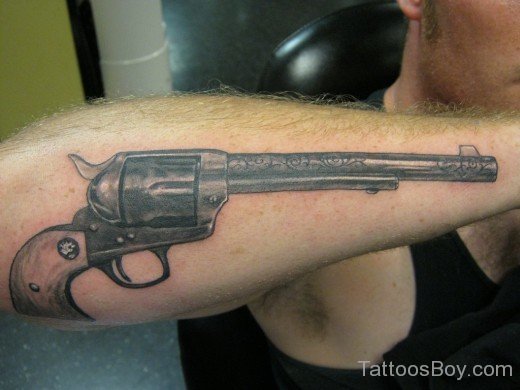Fantastic Gun Tattoo On Arm-TB1033