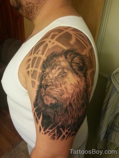 Fantastic Lion Head Tattoo On Half Sleeve-TB1033
