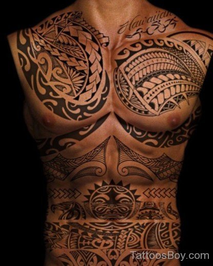 Maori Tribal Tattoo On Chest