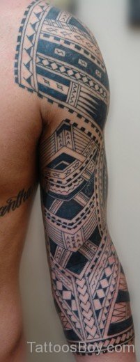 Maori Tribal Tattoo On Full Sleeve-TB1062