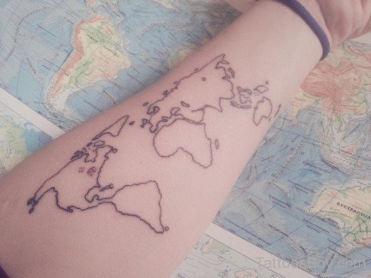 Fantastic Map Tattoo On Arm-TB1053