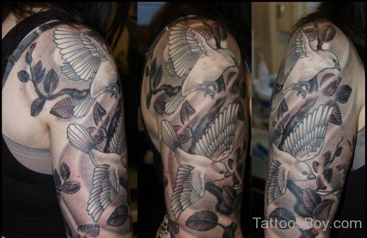 Awesome Sparrow Tattoo On HAlf Sleeve-Tb1050