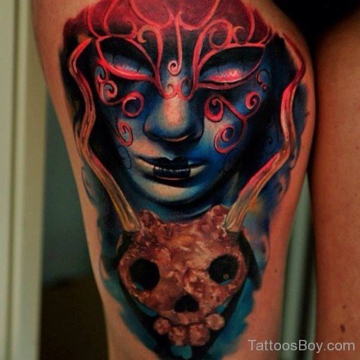 Fantastic Venetian Mask Tattoo Design-TB1050