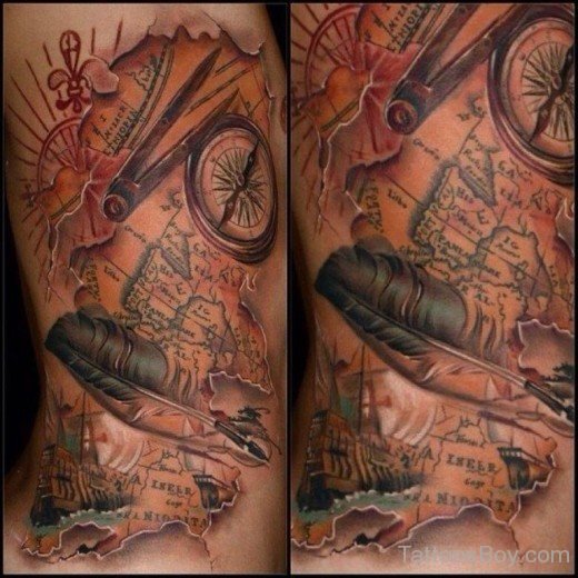 Feater And Map Tattoo-TB1055