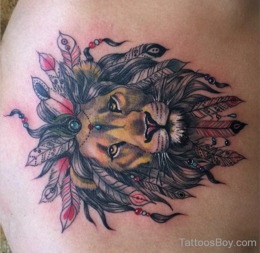 Feather And Lion Head Tatttoo-TB1035