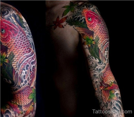 Fish And Leaf Tattoo-TB1071
