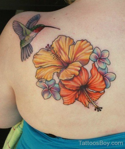 Flower And Bird Tattoo On Back-TB109