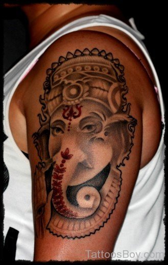 Flower And Ganesha Tattoo Design-TB1049