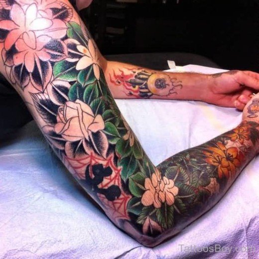 Flower And Leaf Tattoo-TB1079