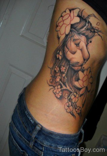 Flower And Lion Tattoo