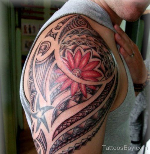 Flower And Maori Tribal Tattoo-TB1066