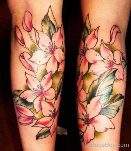 Flower Tattoo Design On Leg