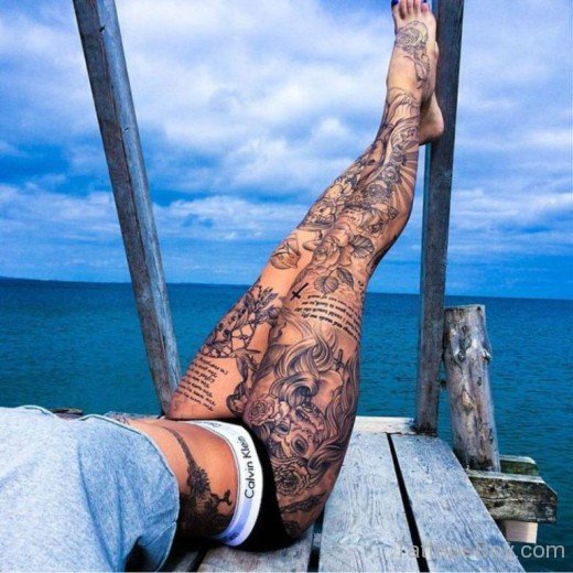 Flower Tattoo On Leg
