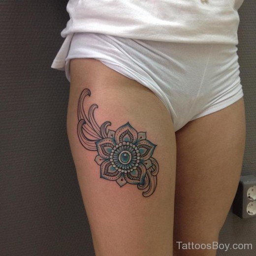 Flower Tattoo On Thigh-TB1052