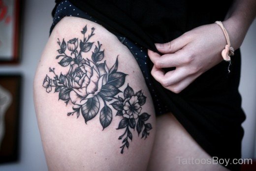 Flower Tattoo On Thigh