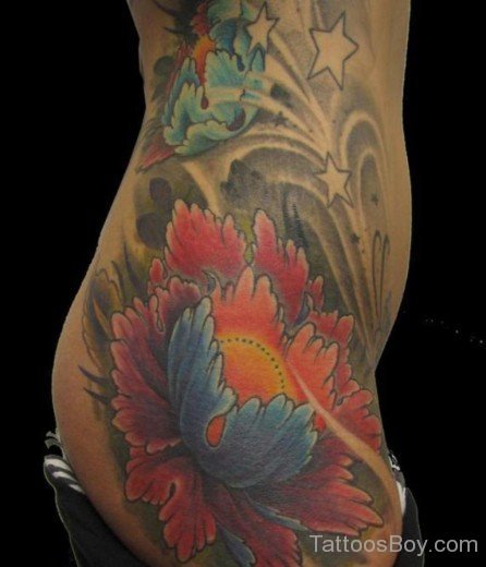 Flower Tattoo On Waist-TB1053