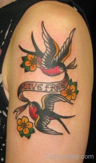 Flowers And Sparrows Tattoo-Tb1054