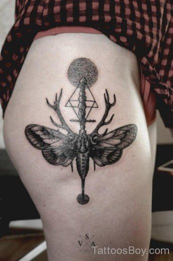 Funky Butterfly Tattoo On Thigh-TB12074