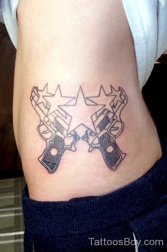 Funky Gun Tattoo On Waist-TB1037