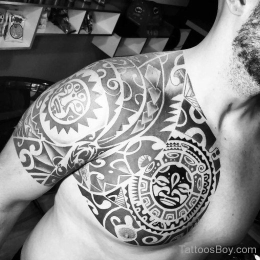 Funky Maori Tribal Tattoo On Chest-TB1068