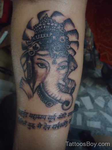Ganesha Face Tattoo On Arm-TB1056