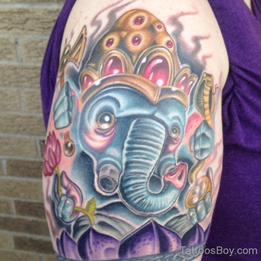 Ganesha Tattoo Design On Bicep 9-TB1077