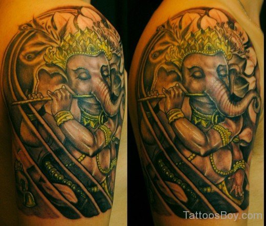 Ganesha Tattoo Design On Half Sleeve-TB1082