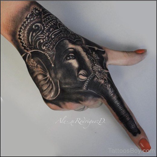 Ganesha Tattoo Design On Hand-TB1083