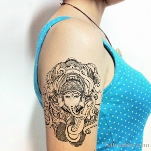 Ganesha Tattoo Design On Shoulder 7-TB1087