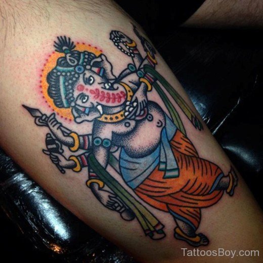 Ganesha Tattoo Design On Thigh 7-TB1089