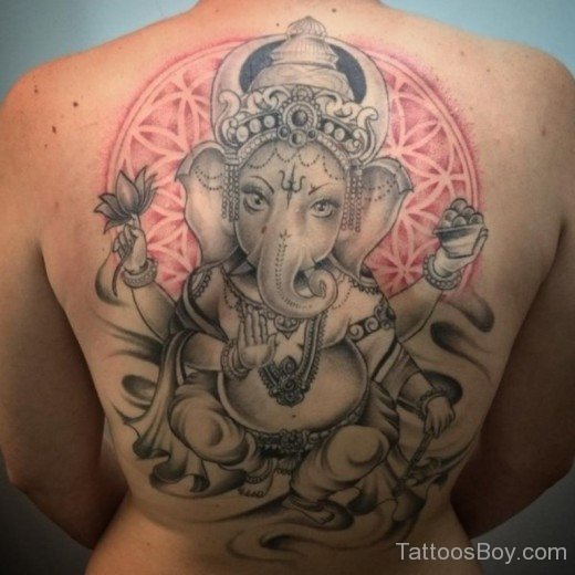Ganesha Tattoo On Back 