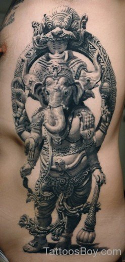 Ganesha Tattoo On Rib-TB1122