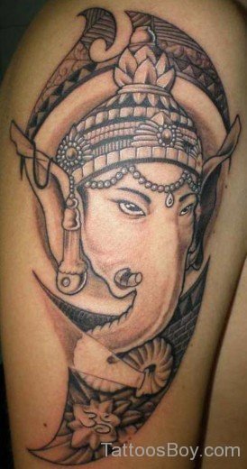 Ganesha Tattoo On Shoulder 1-TB130