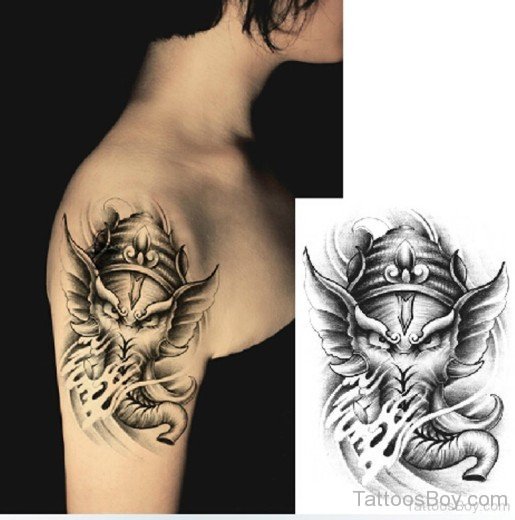 Ganesha Tattoo On Shoulder 7-TB1125