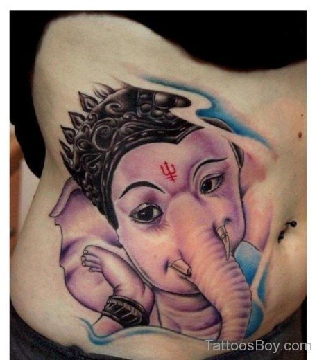 Ganesha Tattoo On Stomach-TB1128