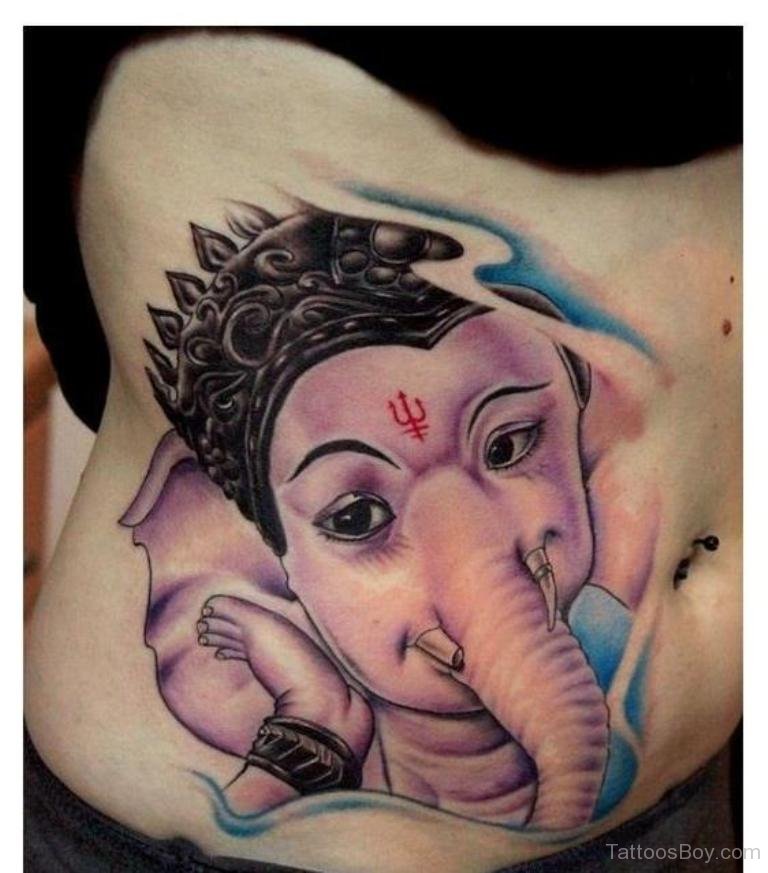 Ganesha Tattoo On Stomach.