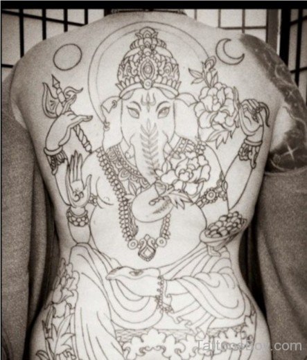 Ganesha Tattoo Design On Full Back-TB1068