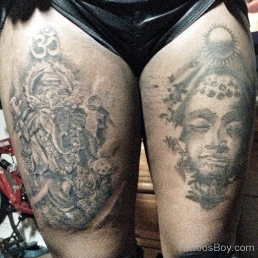 Ganesha Tattoos On Thigh 4-TB1090