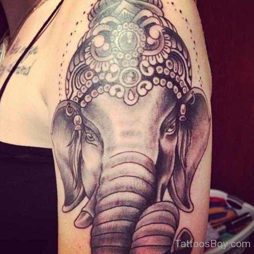 Ganesha face Tattoo On Shoulder-TB1057
