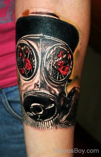 Gas Mask Tattoo On Arm-TB120