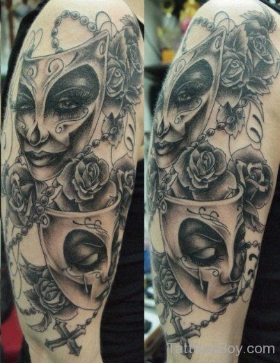 Girl Venetian Mask Tattoo-TB1060