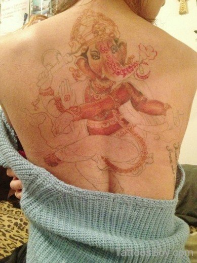 God Ganesha Tattoo On Back-TB1136