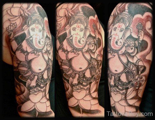 God Ganesha Tattoo On Half Sleeve-TB1138