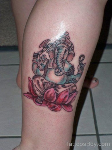 God Ganesha Tattoo On Leg-TB1094