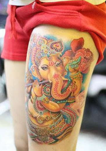 Colored Ganesha Tattoo 