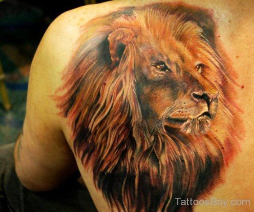 Graceful Lion Tattoo On Back-TB1045