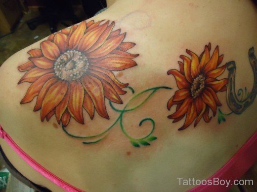 Graceful Sunflower Tattoo On Back-TB1232